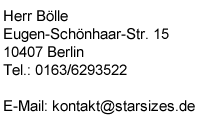 Impressum von StarSizes.de